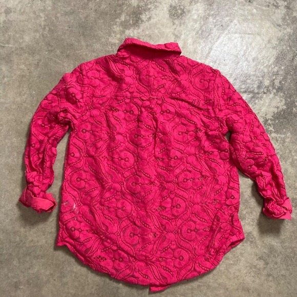Maeve by Anthropologie Shirt Womens Size 6 Pink Rose Lace Button Down‎ - Picture 6 of 11